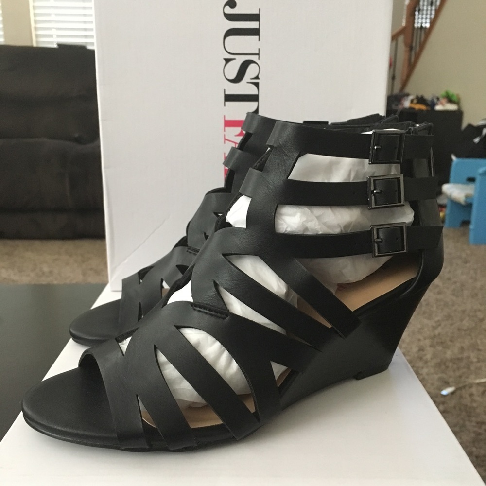 JustFab Black Wedges